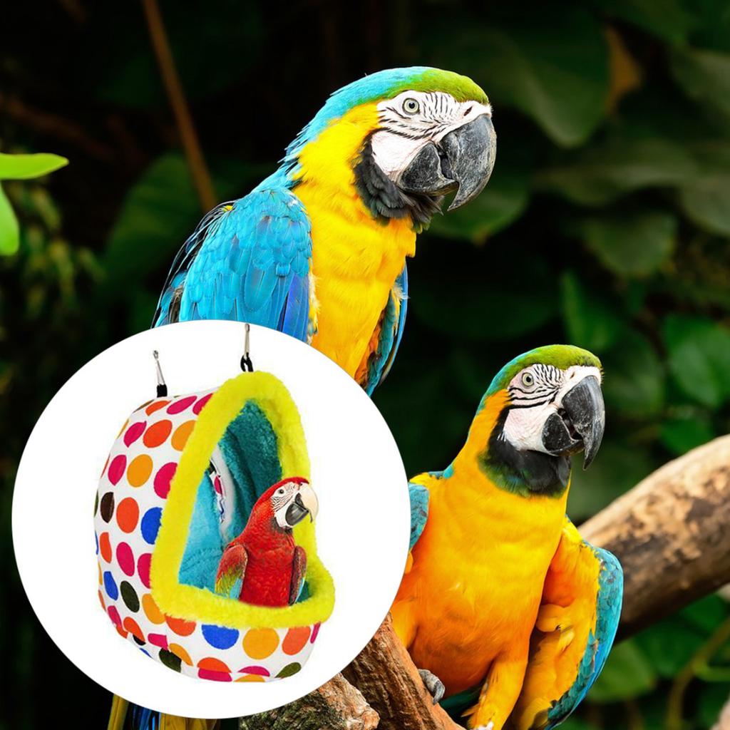 M Bello Luna Gray Parrot Nest Pet Bird Nest Winter Warm Hammock Hanging Cave Cage Plush Happy Hut Tent Bed