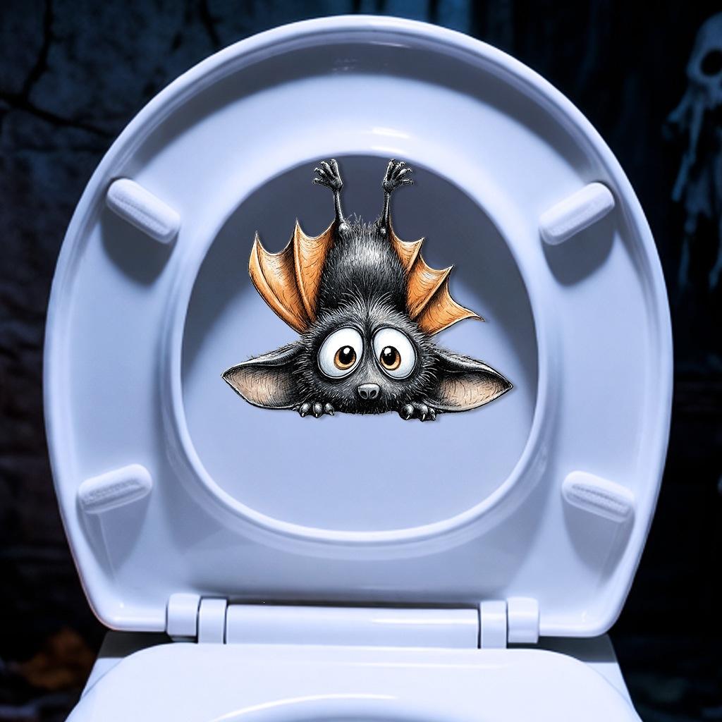 Halloween Cartoon Bat Stickers Cute Hanging Upside Down Waterproof Decor for Haunted House Escape Room Setup