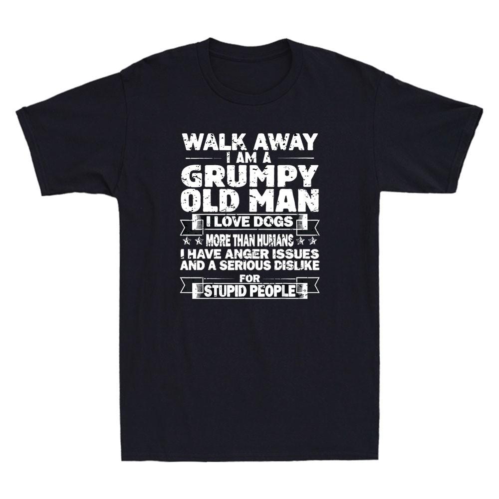 Walk Away I m A Grumpy Old Man I Love Dogs Funny Saying Vintage Men s T-Shirt M
