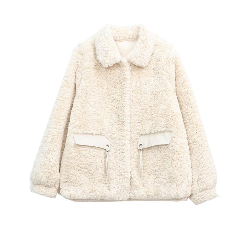Women's 2024 Lambswool Fur-Lined Coat: Versatile, Loose-Fit Winter Short Cotton Jacket for Fashionable Moms