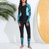 Summer Surfing Swimsuit Zipper Half Placket Long Sleeve Printing Splicing One-piece Bikini