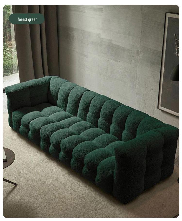 Light French Lambswool Marshmallow Sofa - Small Apartment Three-Seater, Customizable Luxury Living Room Furniture