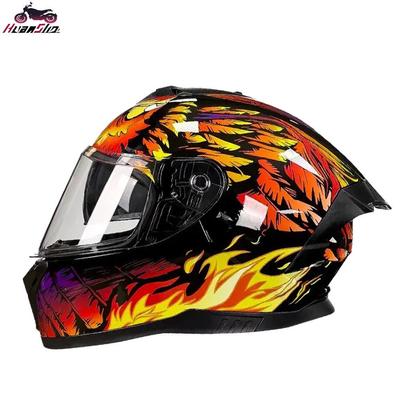 Unisex Double Lens Full Face Motorcycle Helmet with Large Tail Wing