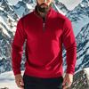 Men's Autumn Winter Casual Zipper Stand Collar Fleece Hoodie Jacket