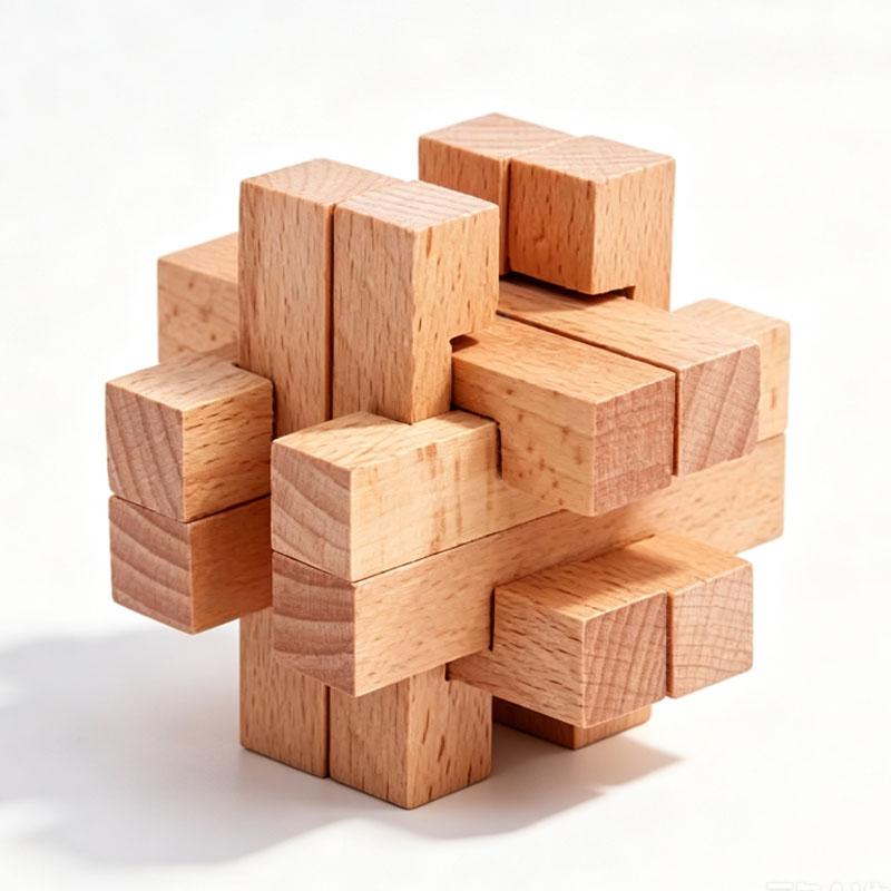 Lu Ban Lock Puzzle Rompecabezas De Madera 3D Educational IQ Logic Fun Challenge Brain Teaser Toys For Kids & Adults
