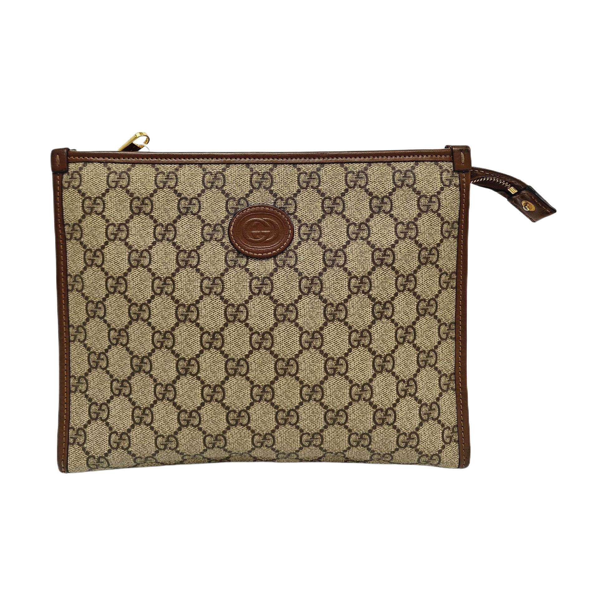 [Pre-Owned] Gucci Beauty Case With Interlocking G  Beige/Ebony/Brown Sugar  - Very Good #1V05W8K ONE SIZE