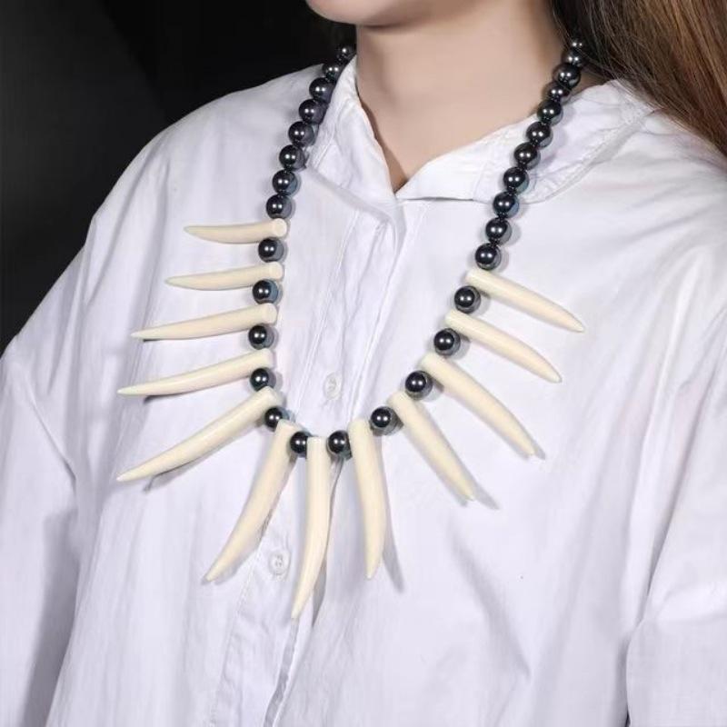 JMXD-Ожерелье Бохо Индийский Стиль С Бусинами Ожерелье с Клыком Волка