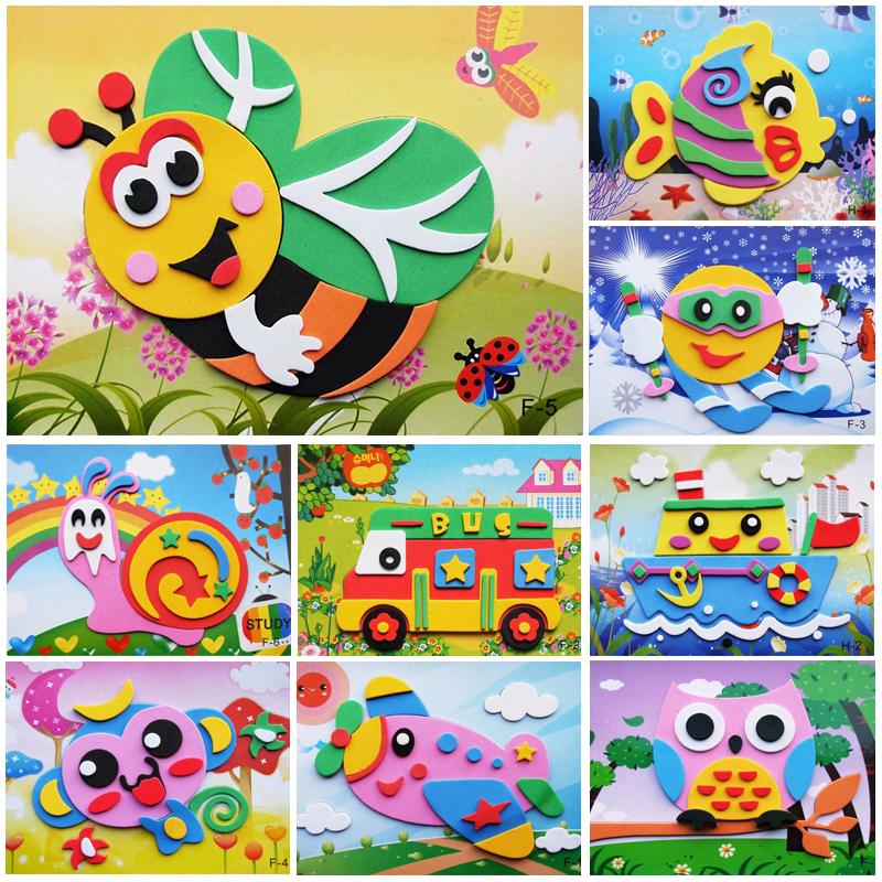 20pcs/set DIY Decorative Painting 3D EVA Foam Sticker Cute Cartoon Animal Puzzle for Household Wall Desktop Decoration TMZ