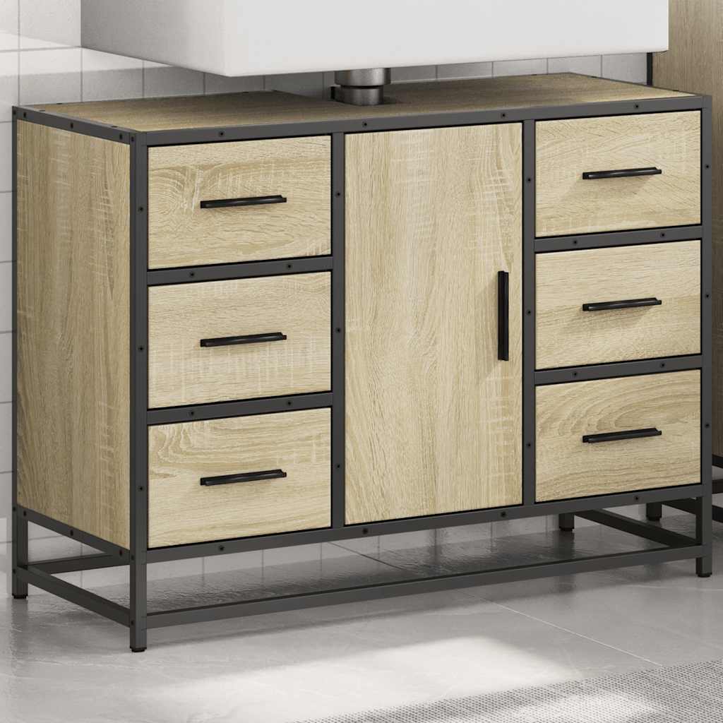 Washbasin Cabinet in Sonoma Oak 80 x 33 x 60 cm Particleboard
