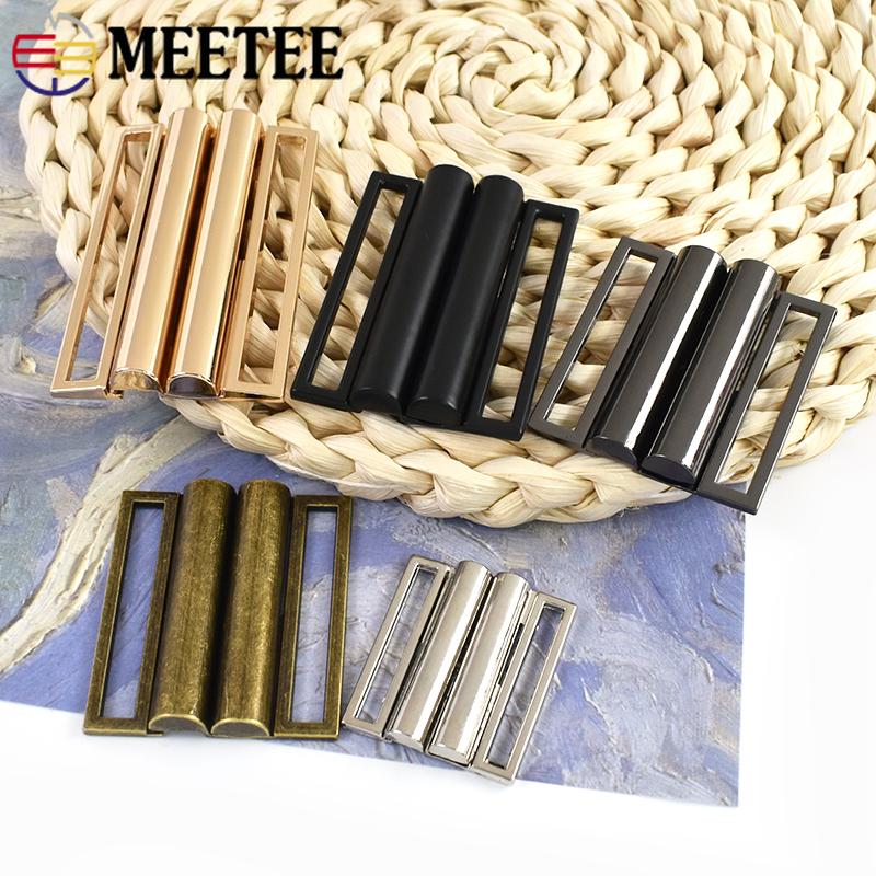 Meetee 2/5 st Metallspänne för 30-80 mm Rockbälte Klädjusterare Spänne Knapp Dekorativ Midjebandskrok Hårdvarutillbehör