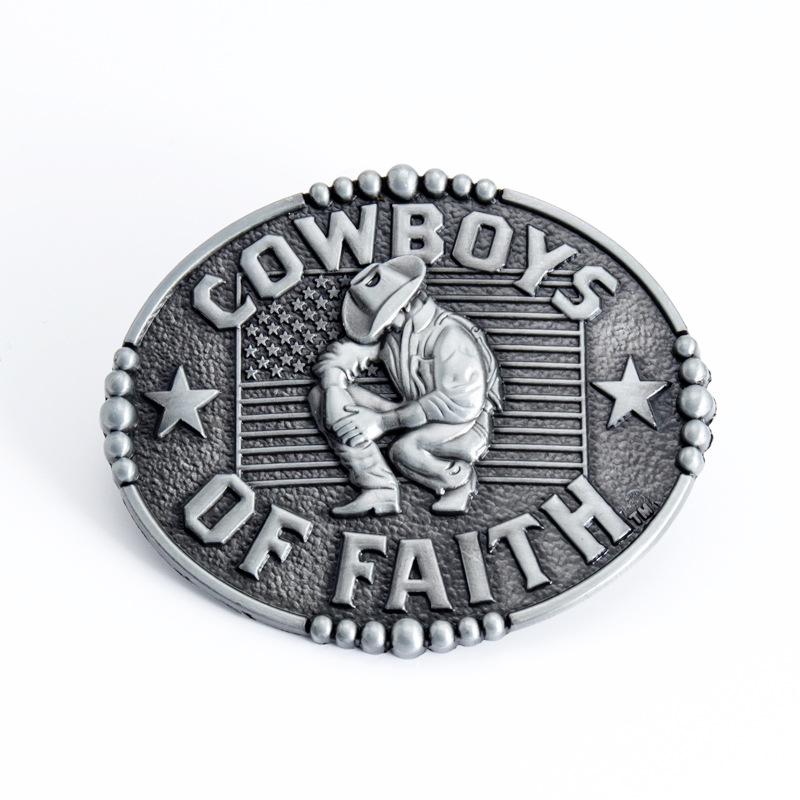 Lotte Jinsen Zinc Alloy Western Cowboy Belt Buckle - American Flag Design (BZ10904)