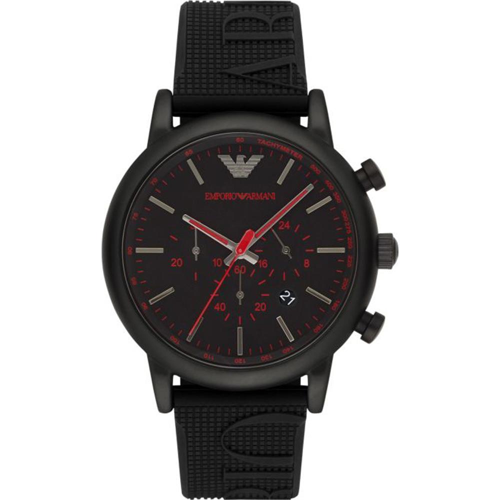 Emporio Armani Luigi Черный Силикон/Резина Мужской Кварцевый Хронограф AR11024 чёрный