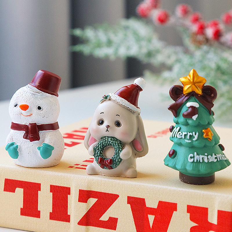 Christmas Series Craft Resin Animal Party Creative Mini Christma Tree Old Girl Kids Cute Gift Home Decoration Supplies Decor