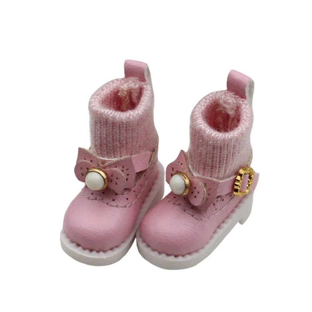

1 Pair Mini 1/12 Bjd Doll Leather Shoes Golden Buttons 1/12 Bjd Doll Boots Children розовый