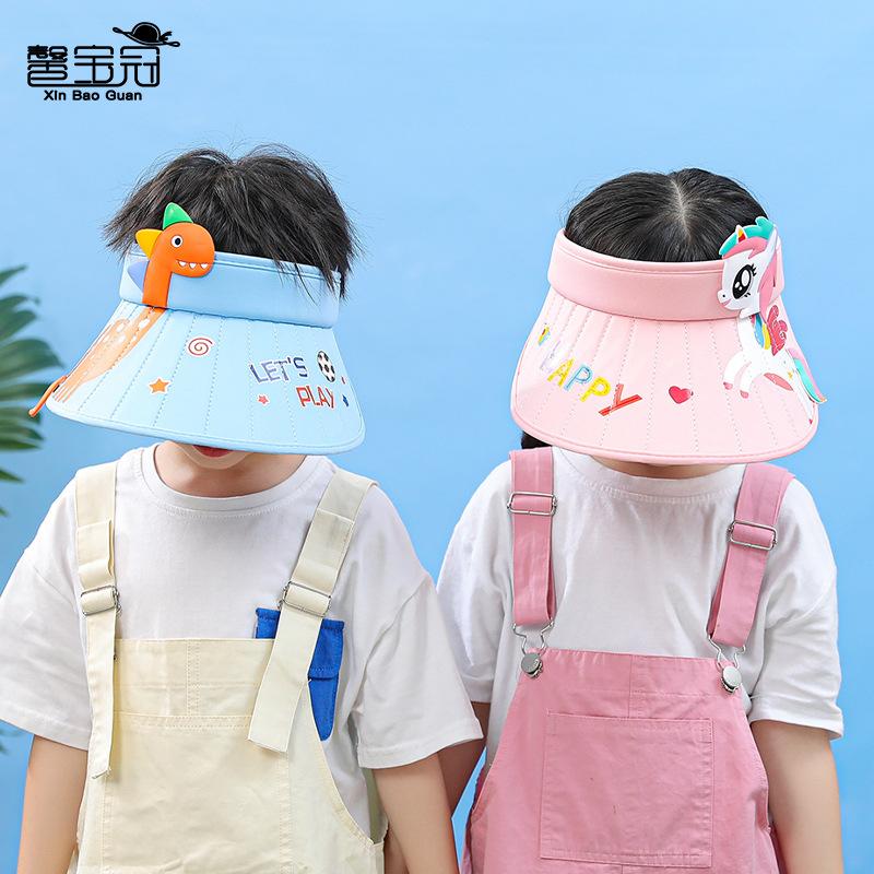 1111 summer children's hats male and female babies outdoor sunshade sunscreen hat cartoon cute big brim empty top sun hat