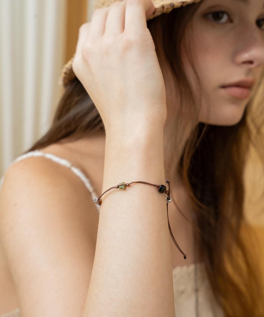 S'Secondo Sage Earth Beads Leather Bracelet_2 Colors