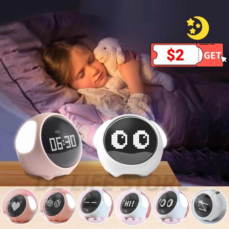 Buy Children's Smart Alarm Clock Cute Expression Electronic Table Clock