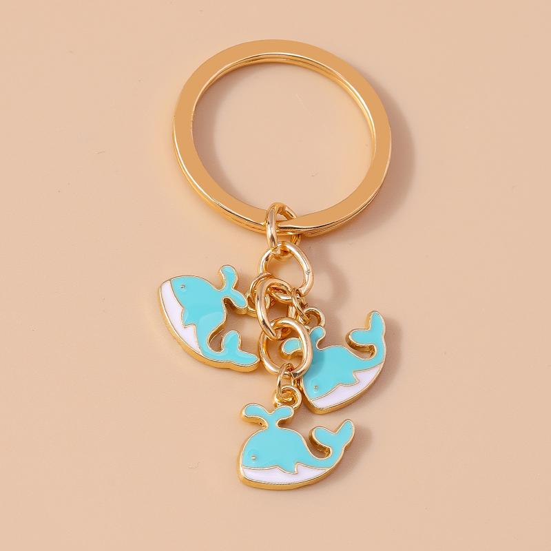 Cute Enamel Whale Shark Fish Keychain Shell Key Ring Pendants for Women Girls Handbag Decor DIY Jewelry Gifts