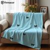 Blue Black Bow Cartoon Anime Print Flannel Blanket Soft Warm Throw for Kids Bedroom Sofa Bed Christmas Office Car