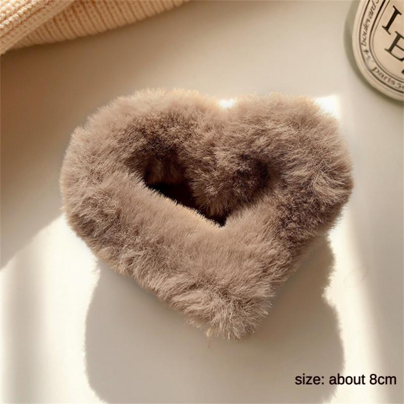 1/2/3Pcs Plush Heart Hair Clips For Women Autumn Winter Fur Hair Crab Clip Elegant Shark Hair Claws Headwear Hair Accessories