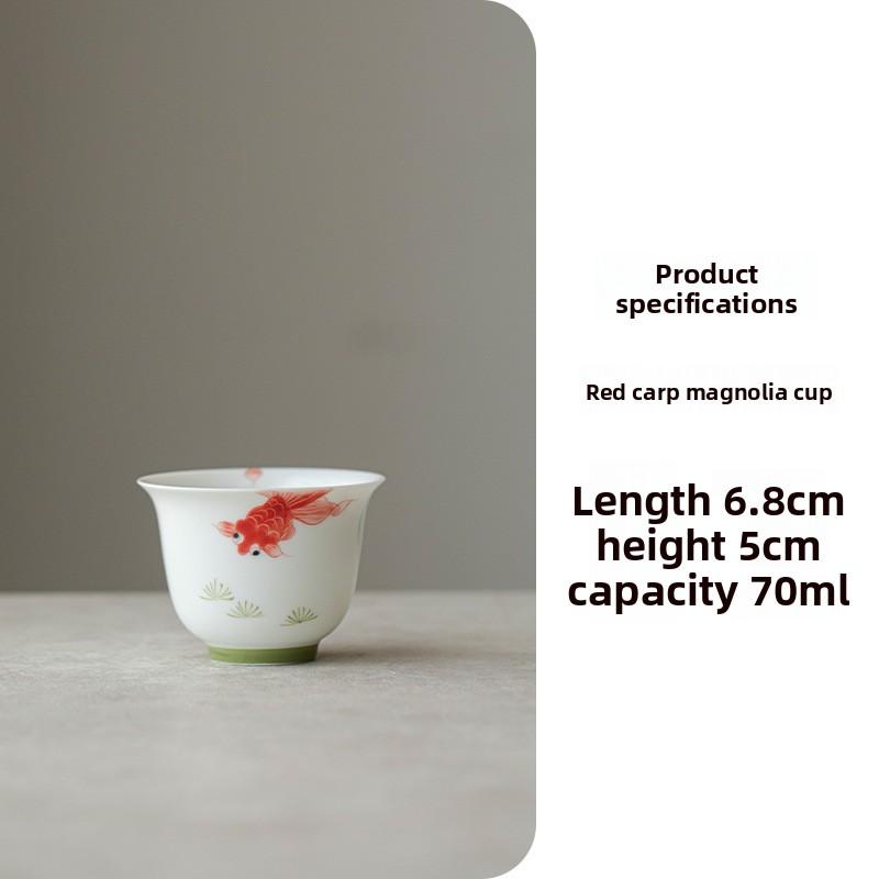 Ручная роспись Нефритовая глина Чайная чашка Подглазурь Счастливая рыбка Кои Мастер-чашка для церемонии чаепития Гунфу Для домашнего использования 30ml