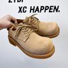 American Retro Brown Derby Shoes Men's High Sense Mickey Big Head Shoes British Platform Leather Shoes Tide 14411-A