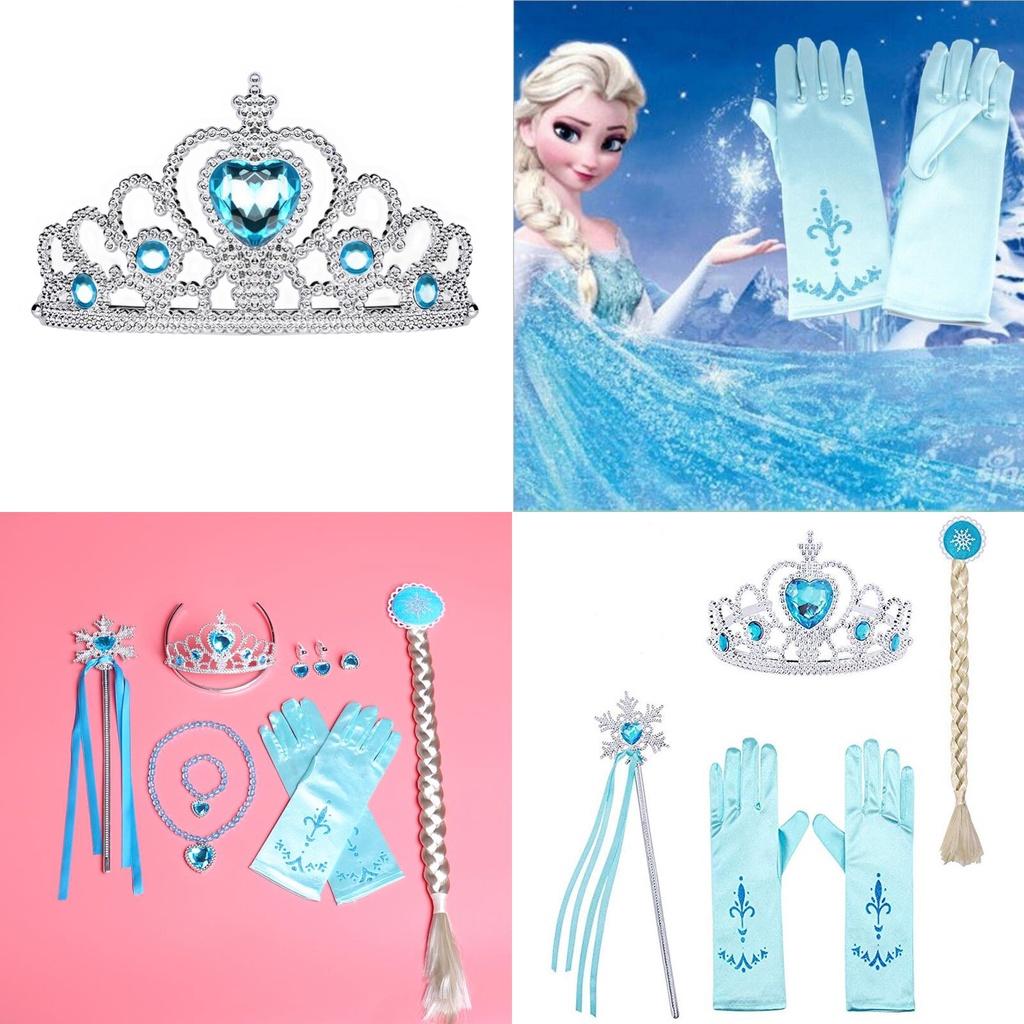 Coroană de Plastic Prințesă Elsa din Frozen Baghetă Magică Colier Cercei Fundă Mănuși Perfecte Pentru Petreceri Și Adunări