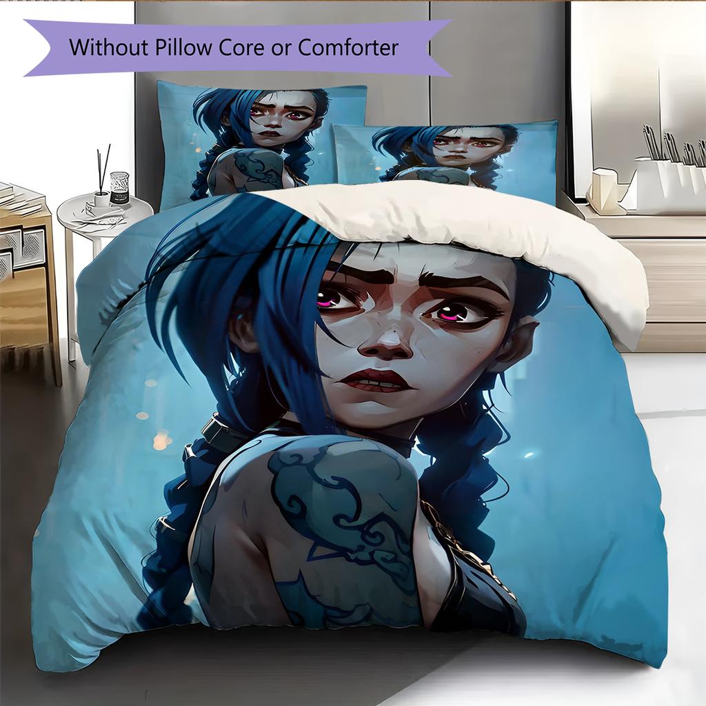 Set Copripiumino Trapuntato con Motivo Anime Federe Decorazione Casa Regalo di Compleanno (1 * copripiumino + 2 * federa, senza nucleo)