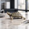 Unique Office Desk Accessories Vintage Metal Turtle Statues, Gold Figurines, Decorative Animal Elegant Brass Statue Ornament, Small Desktop Decoration