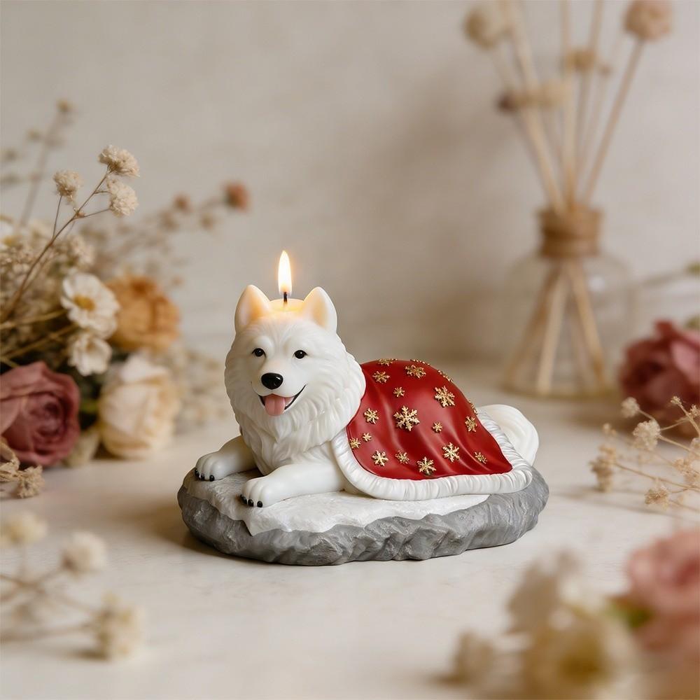 Cute Cloak Wolf Dog Mold Flexible Silicone Candle Mold Decorative 3D Wolf Mold Plaster Statues