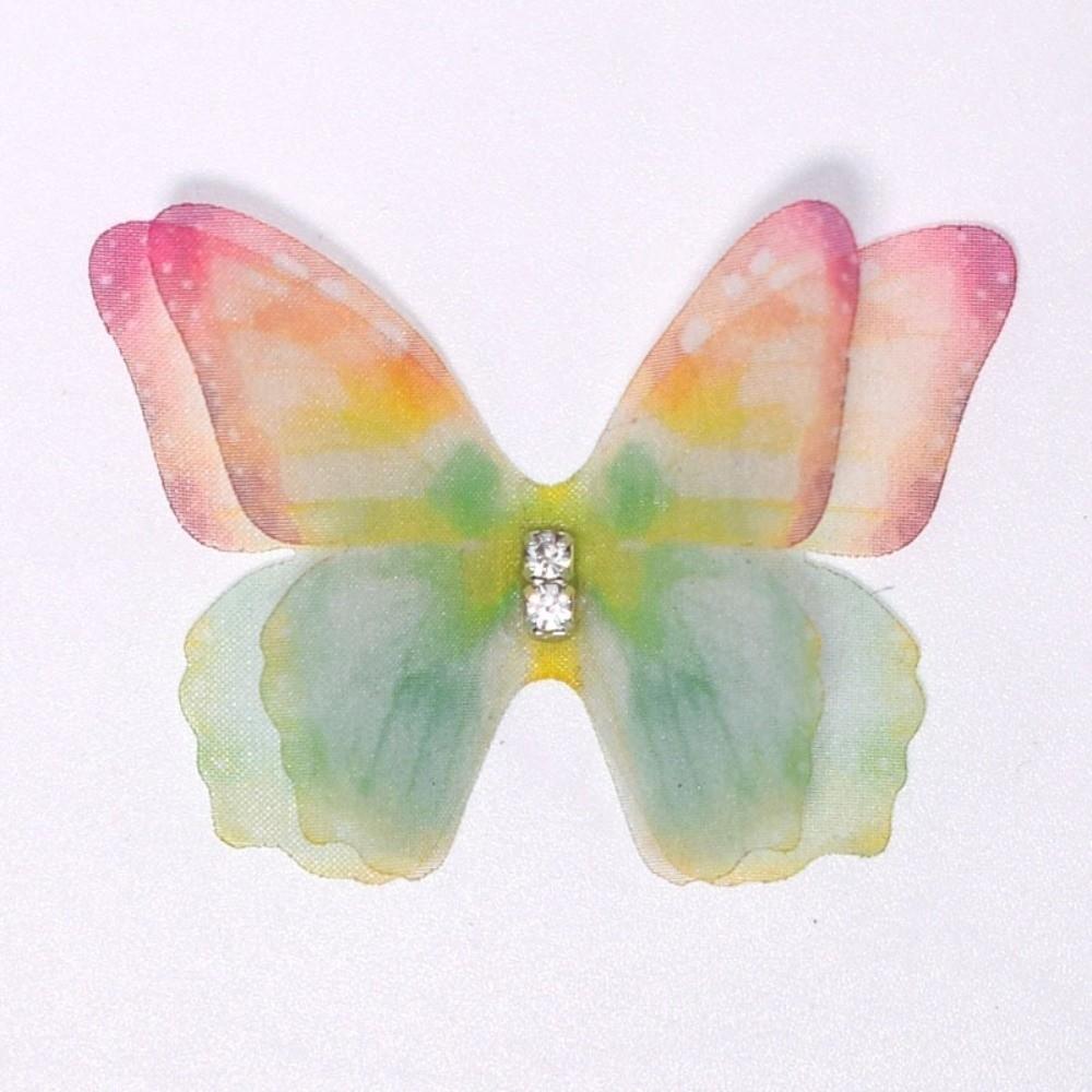 50 ks 3D organzové látkové motýlí aplikace Imitace síťované motýlí záplaty Svadební vlasové doplňky