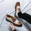 FashionMen's Business Leather Shoes lace up oxfords British Brown Pointed Business Casual Leather Shoes Men Dress Wedding Shoes