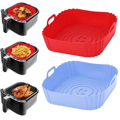 Silicone Air Fryers Oven Baking Tray Non-stick Silicone Liner Reusable Airfryer Pizza Pan Airfryer Accessories Kitchen Gadgets
