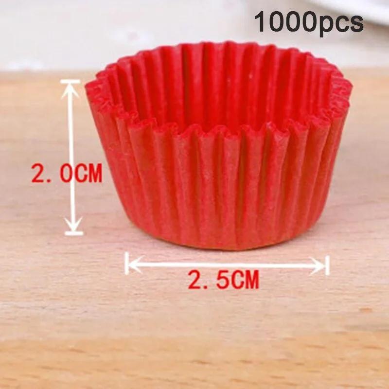 1000Pcs Mini Size Chocalate Paper Liners Baking Muffin Cake Cups Forms Cupcake Cases Solid Color Party Tray Mold