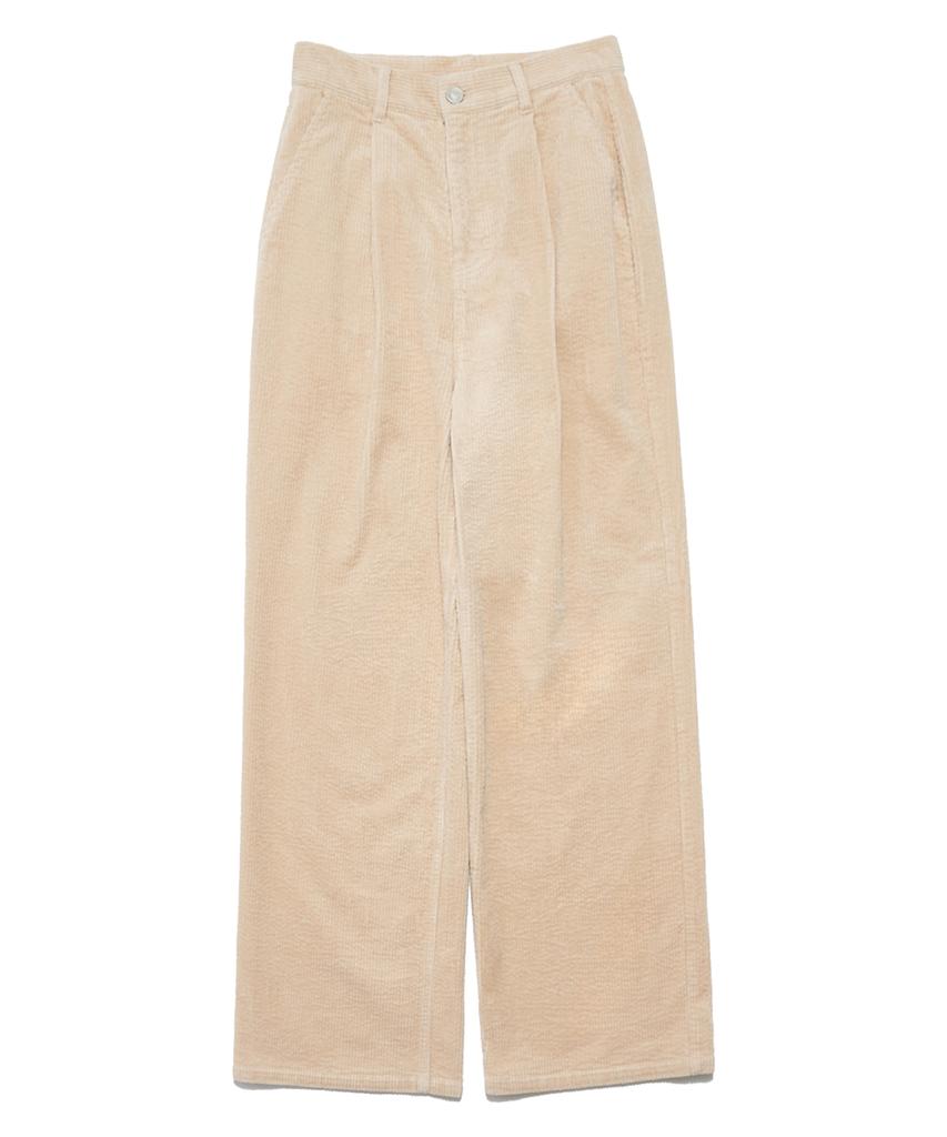 DELICCENT Corduroy One-Pleat Pants [Beige]