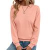 Women's Round Loose Neck Sweatshirt Long Sleeved Pullover Solid Color Hoodie