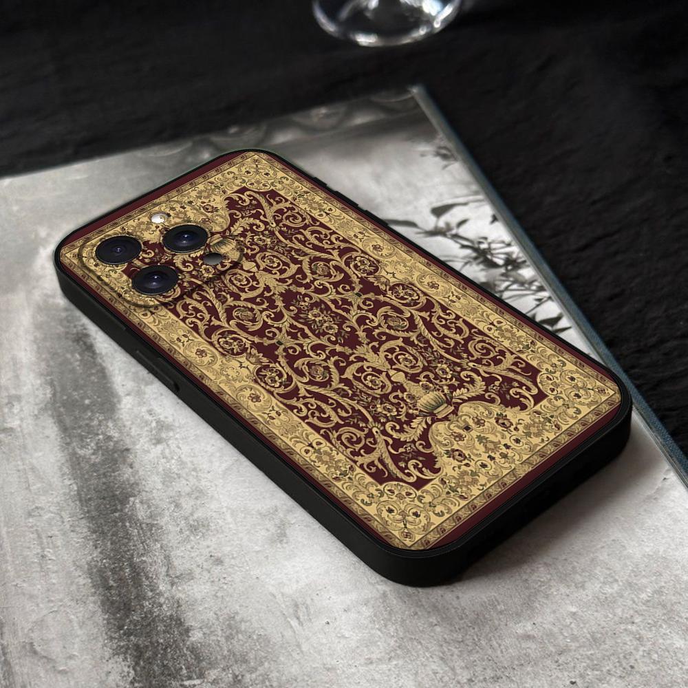Persian Carpet Phone Case For Iphone 16 15 11 13 14 Pro Max 7 8 Plus X Xr Xs Max 12mini Black Shell Cover Case