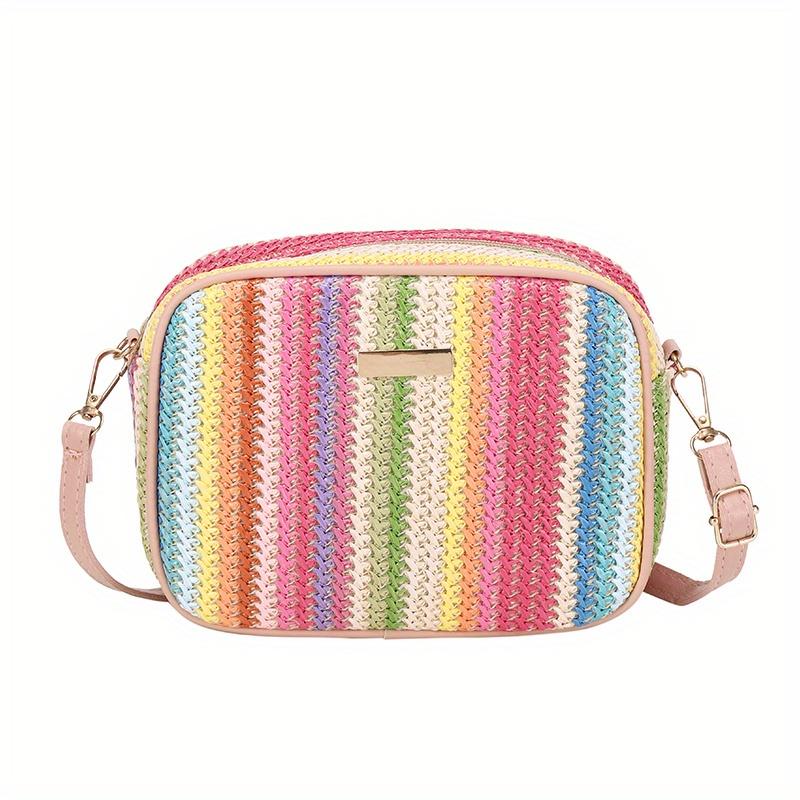 Stylish Colorful Square Bag, Trendy Zipper Shoulder Bag Crossbody Bag