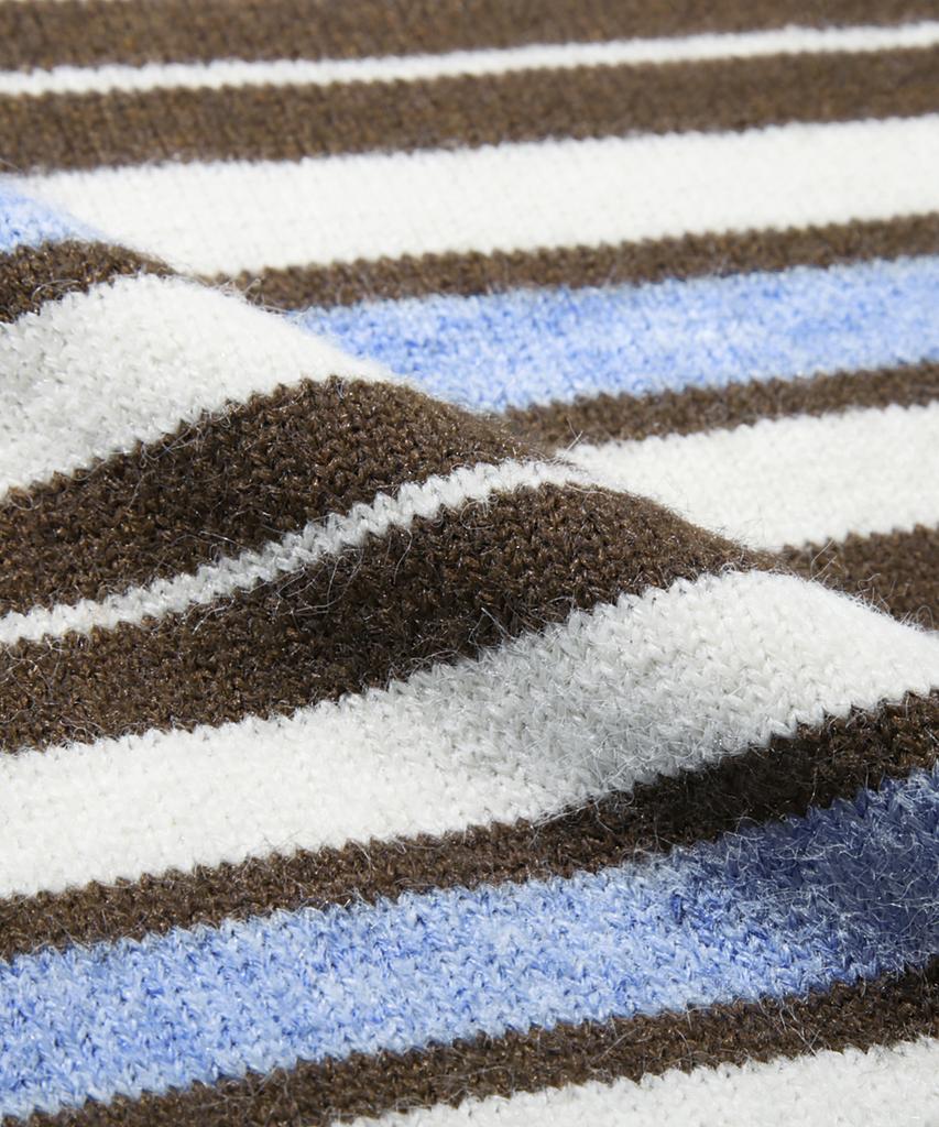 TRILLION Washable Hairy Stripe Crewneck Knit_Brown