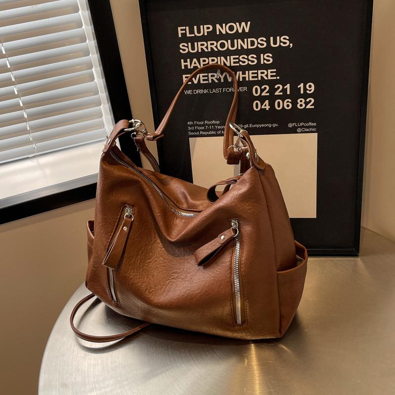 

Bags Women s Tote Bags Large Capacity Spring and Summer Crossbody Retro Fashion New Ladies Premium Class Commuter Bag темно-коричневого кольору