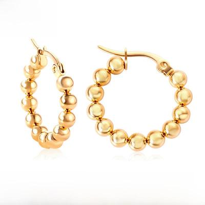 High-End European and American Stainless Steel Hoop Earrings with Steel Beads