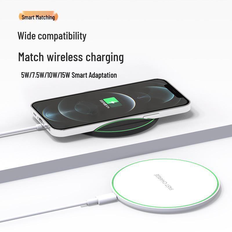 Ultra-Thin Round 50W Wireless Charger for Apple & Huawei Phones - 15W Desktop Charging Pad