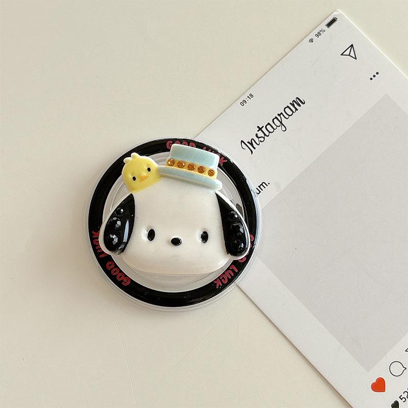 Cartoon Kt Cat Cute Puppy Mobile Phone Airbag Bracket Magnetic Back Sticker Retractable Lazy Desktop Drama Bracket