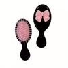 Cute Bow Mini Hairbrush - Portable Folding Pad Comb with Air Bag, Massage Hairbrush with Pink Bow Design, Hair Styling Tool