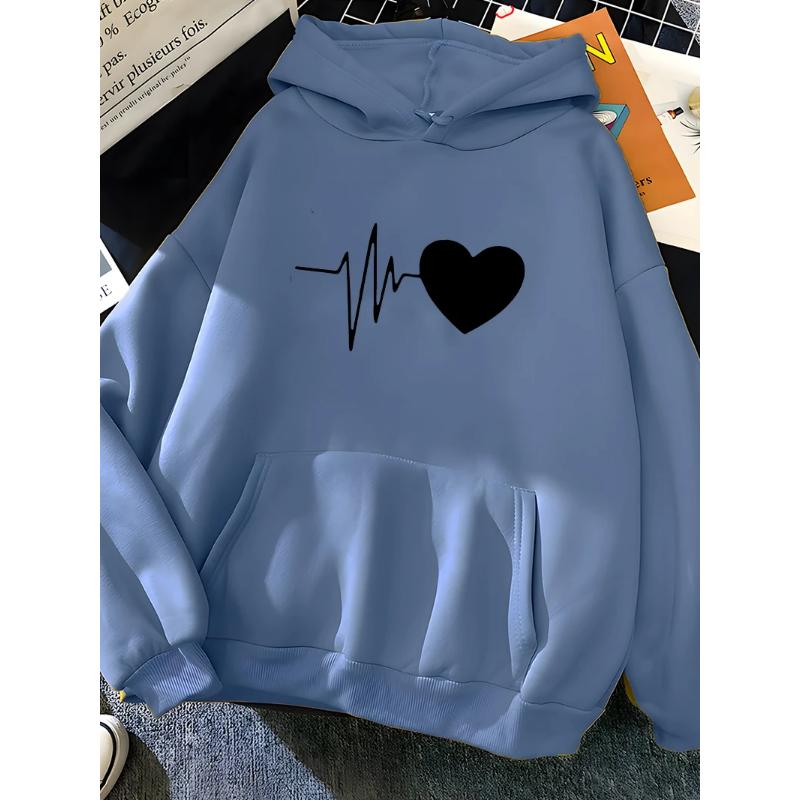 Hirsionsan Heart Print Women Sweatshirt Soft Casual Loose Vintage Female Hoodies 2023 Winter New Warm Fleece Student Tops Y2k