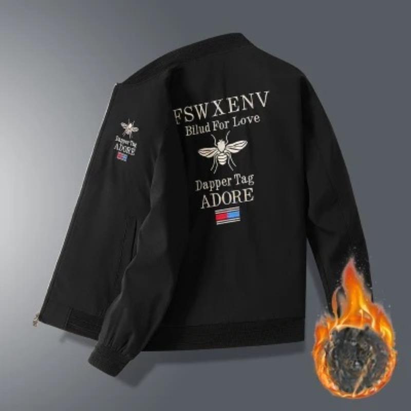 Jacket Men's Autumn and Winter High-end Casual Baseball Uniform Little Bee Embroidery Slim Fit Cotton Thickened Cold-resistant Warm Jacket