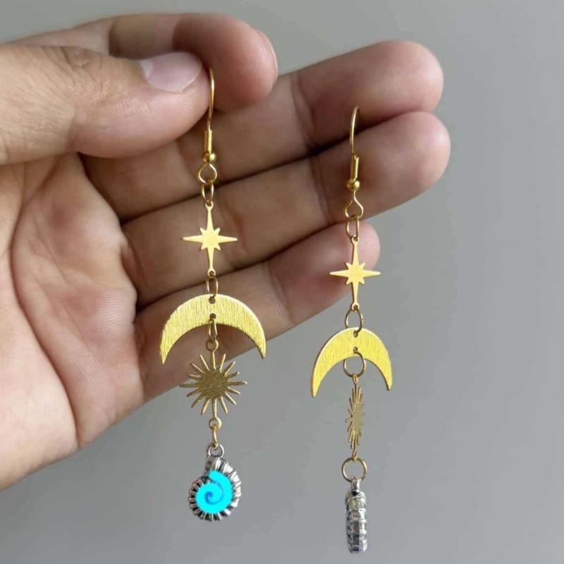 Zinc Alloy Sun Moon Conch Earrings for Women Lightweight Hypoallergenically Beach Party Jewelry Bohemian Accessories