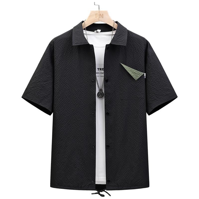 

Shirt Men Short Sleeve Men Tshirt Set Bubble Oversize 6XL 7XL 8XL Plus Size Summer T-shirts Quick Dry Breathable Fashion Loose 8XL чорний