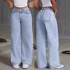 Jeans da Donna in Denim a Vita Alta Gamba Dritta Dolce Piccante - Pantaloni Lunghi Casual Sformati Snellenti