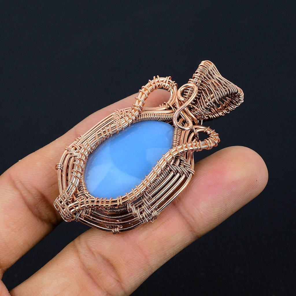 Smithsonite 999 Copper Wire Wrapped Pendant Handmade Gemstone Jewelry, Gifts For Wife Brand New Pendant